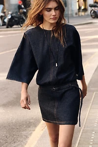 Z1975 BELTED DENIM DRESS
