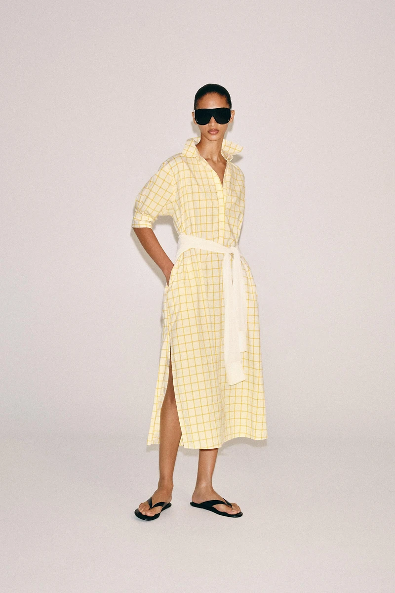 ZW COLLECTION CHECKED SHIRT DRESS