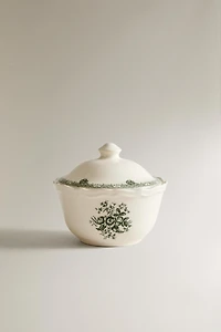 FLORAL EARTHENWARE SUGAR BOWL