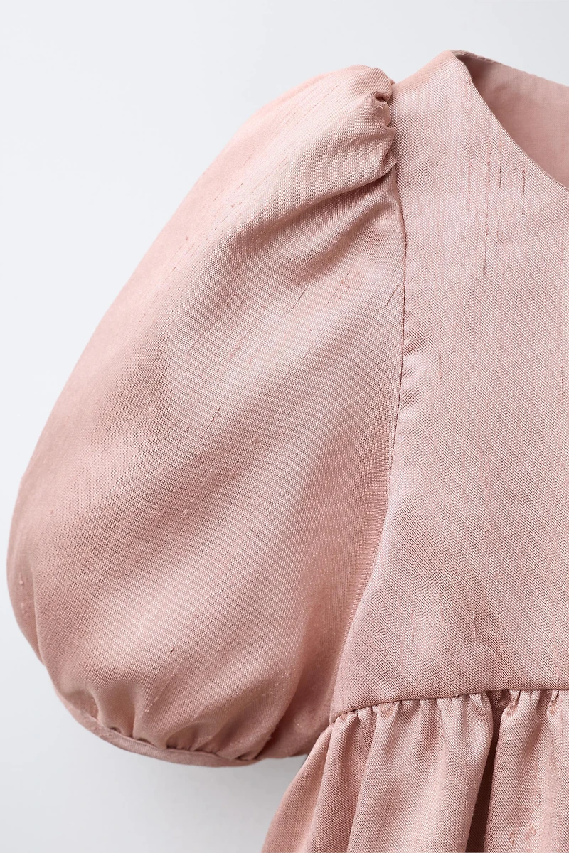 SHINY BALLOON SLEEVE DRESS