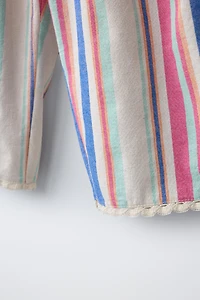 STRIPED LACE WIDE LEG PANTS
