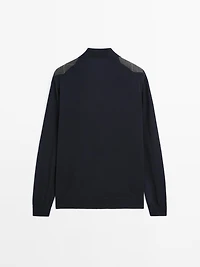 Wool blend Argyle knit polo sweater