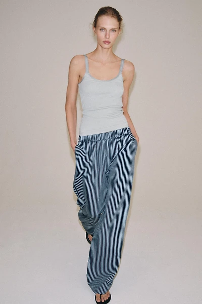 PANTALON À JAMBES LARGES RAYURES ZW COLLECTION