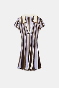 STRIPED POLO NECK DRESS