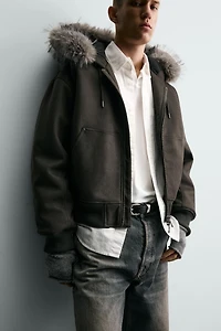 FAUX SUEDE QUILTED JACKET