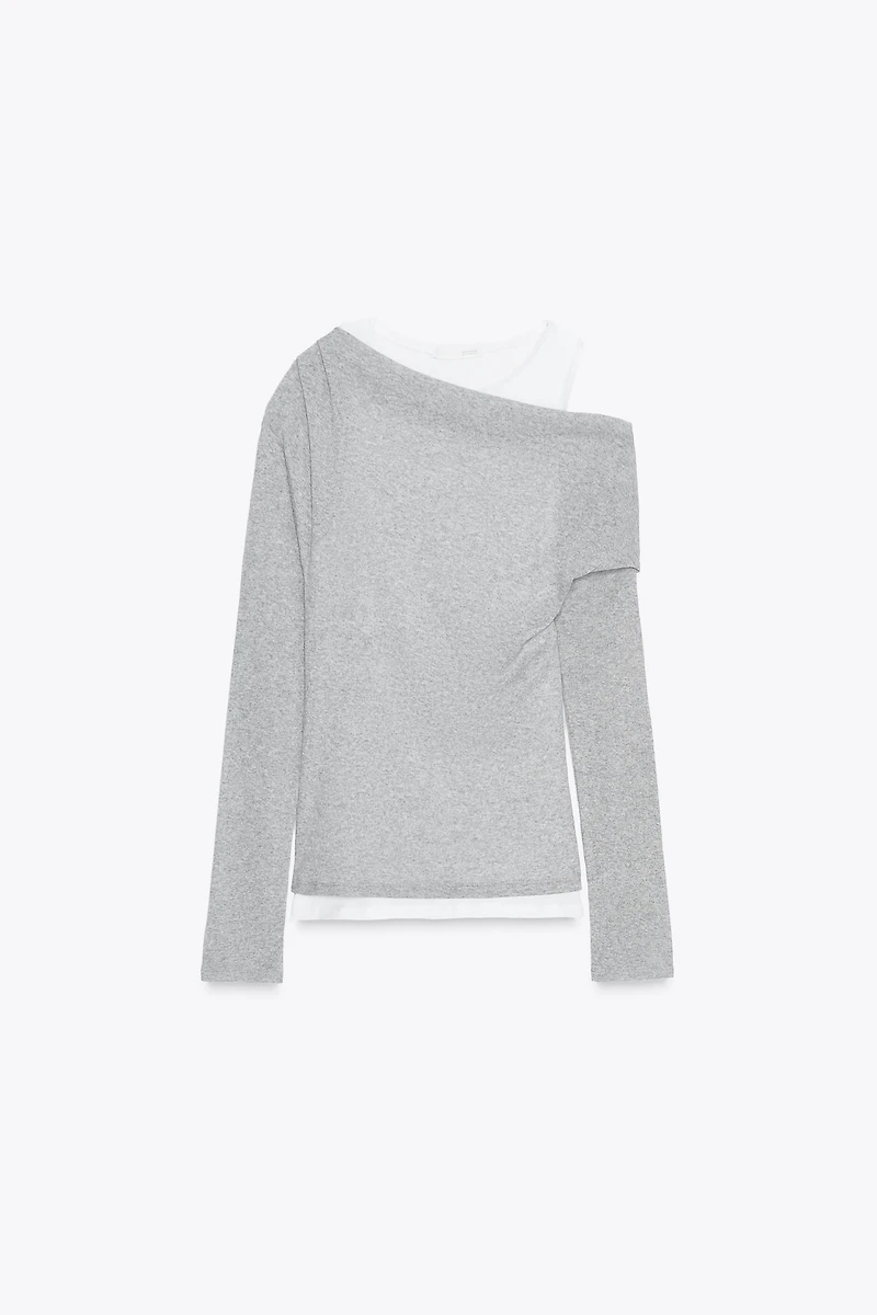 ASYMMETRIC LAYERED EFFECT T-SHIRT