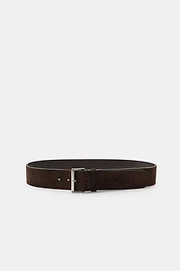 SQUARE BUCKLE SPLIT LEATHER BELT