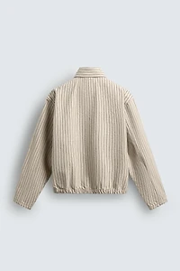 BLOUSON COURT RAYÉ À BRANDEBOURGS
