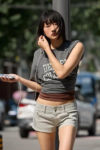 PINSTRIPE MINI SHORTS