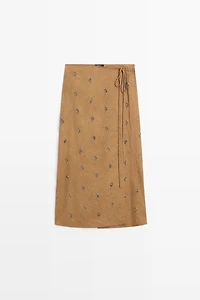 Midi pareo skirt with appliqués