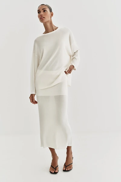 FINE KNIT MIDI SKIRT
