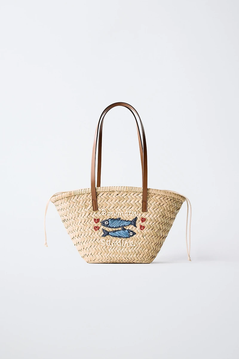 FISH RAFFIA TOTE BAG