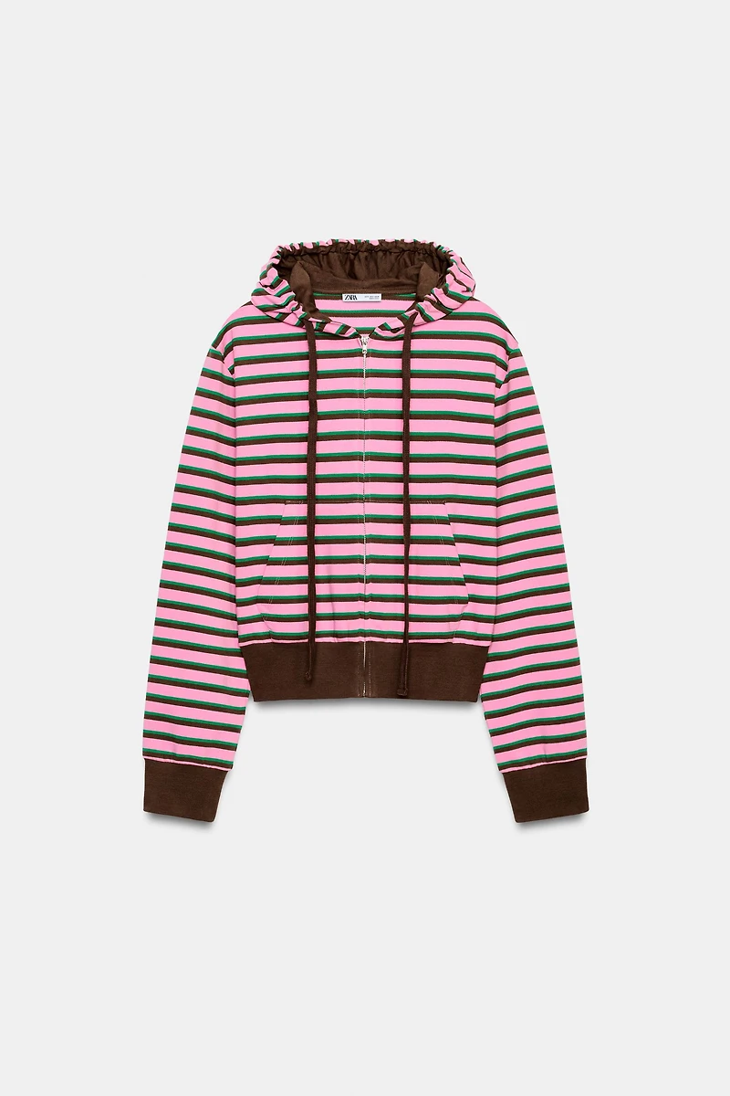 SWEAT À CAPUCHE ZIPPÉ RAYURES