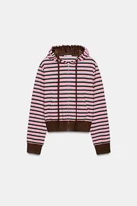 SWEAT À CAPUCHE ZIPPÉ RAYURES