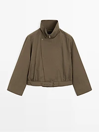 Veste avec ceinture en coton mélangé