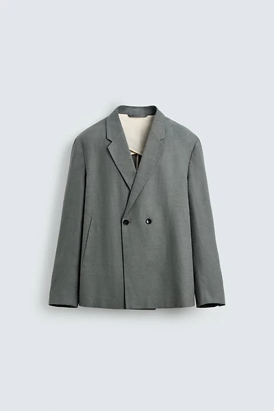 100% LINEN DOUBLE BREASTED SUIT BLAZER