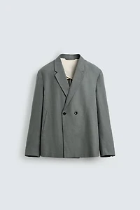 100% LINEN DOUBLE BREASTED SUIT BLAZER