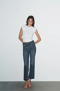 TRF HIGH-WAISTED CROPPED FLARE JEANS