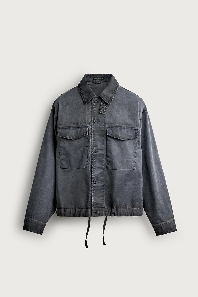 WASHED EFFECT CROPPED JACKET