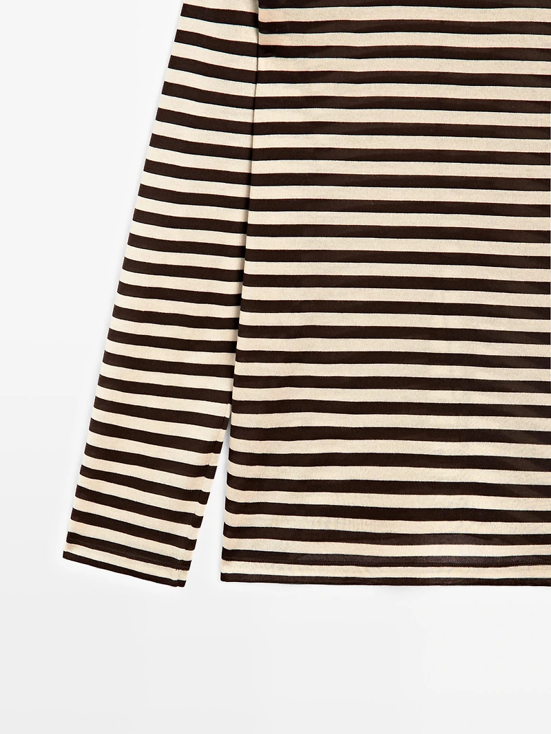 T-shirt manches longues oversize à rayures