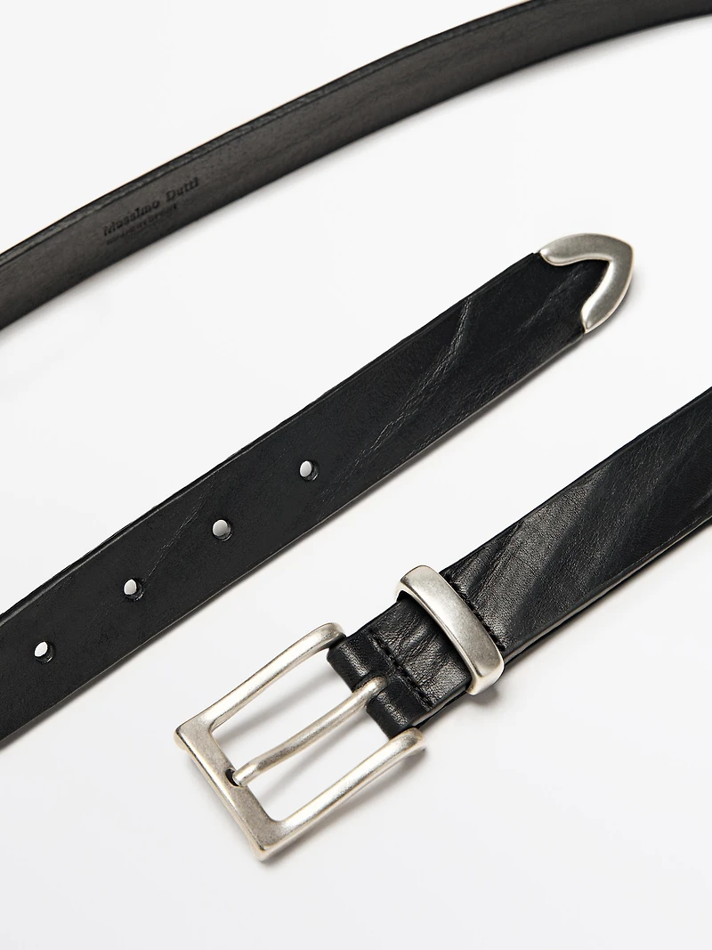 Nappa leather belt with tip detail
