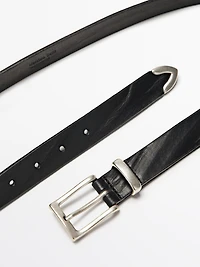 Nappa leather belt with tip detail