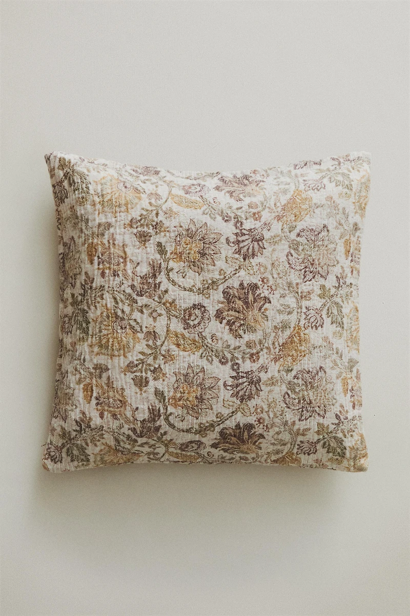 FLORAL PRINT THROW PILLOW COVER