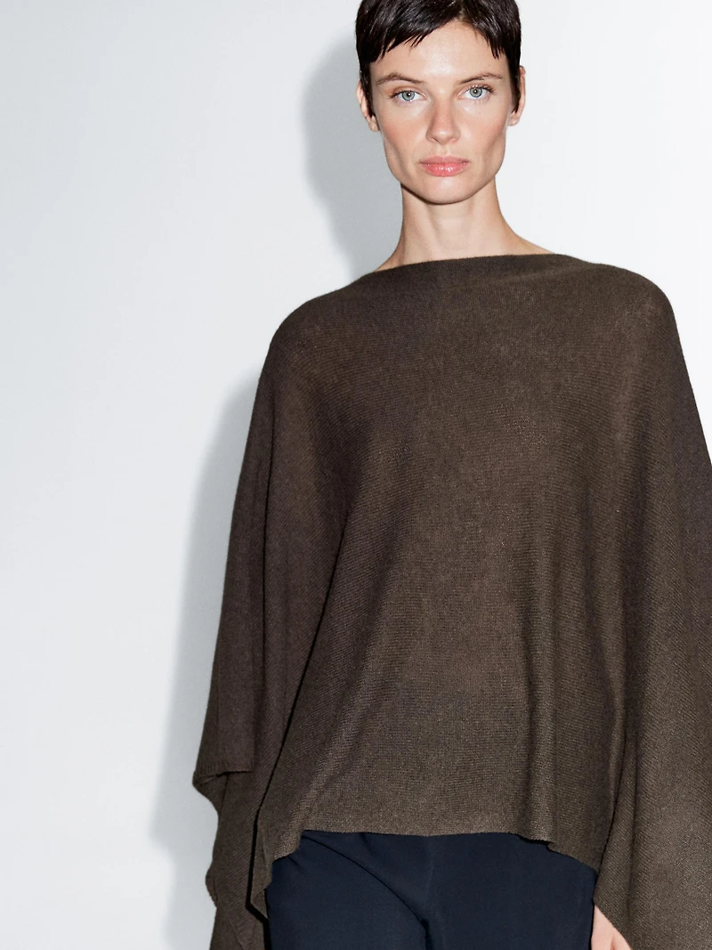 100% wool asymmetric knit cape