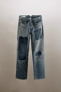 TRF LOW-RISE RIPPED PATCH JEANS