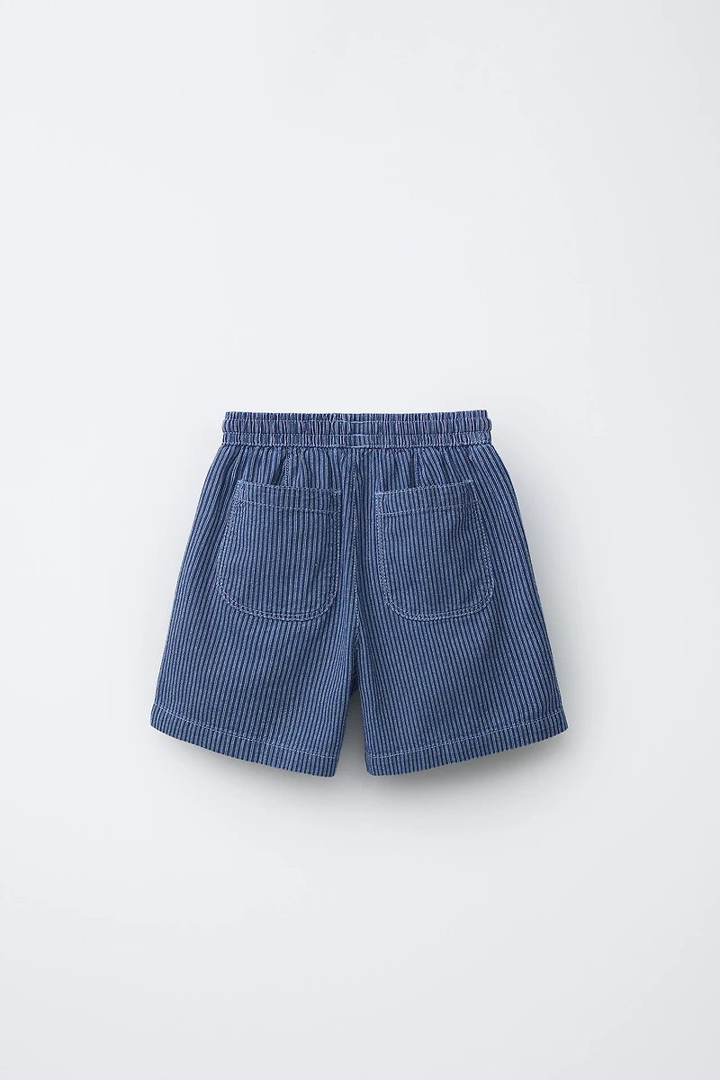 STRIPED FLOWY SOFT DENIM SHORTS
