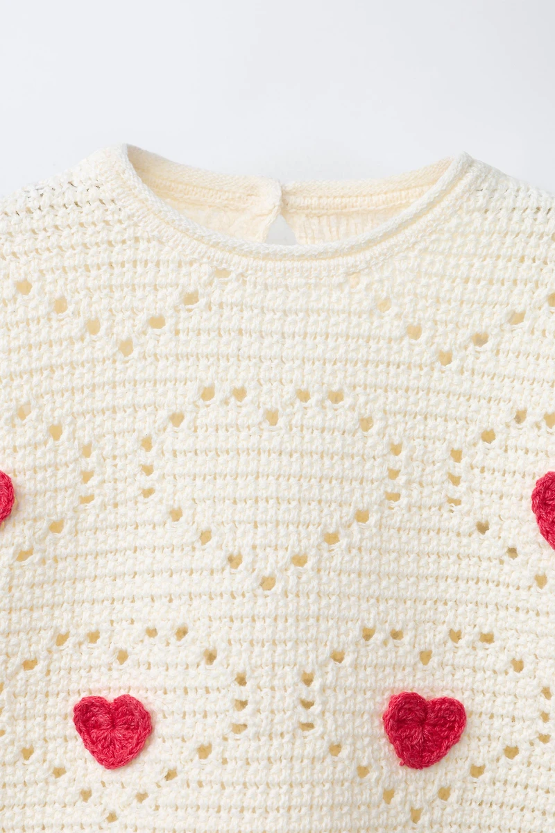 CROCHET KNIT HEART JUMPER