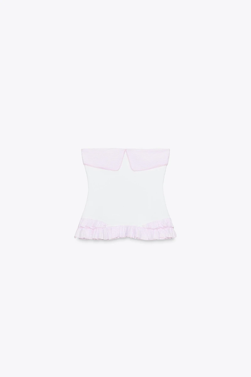 CONTRAST STRAPLESS TOP