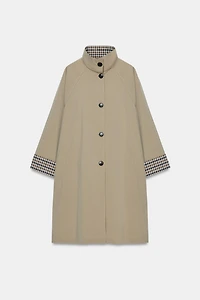 OVERSIZED PLAID CUFF TRENCH COAT