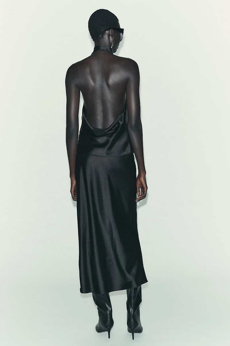SATIN EFFECT HALTER TOP
