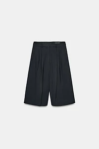 PLEATED PINSTRIPE BERMUDA SHORTS ZW COLLECTION