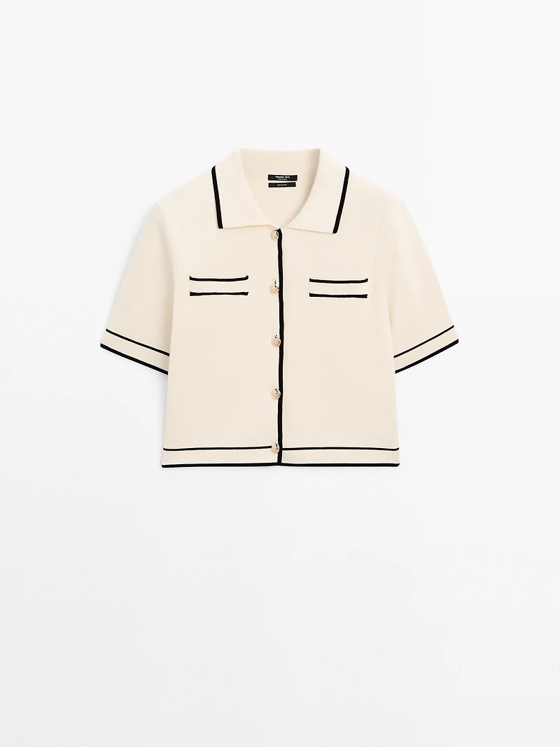 Cardigan à manches courtes avec boutons fantaisie