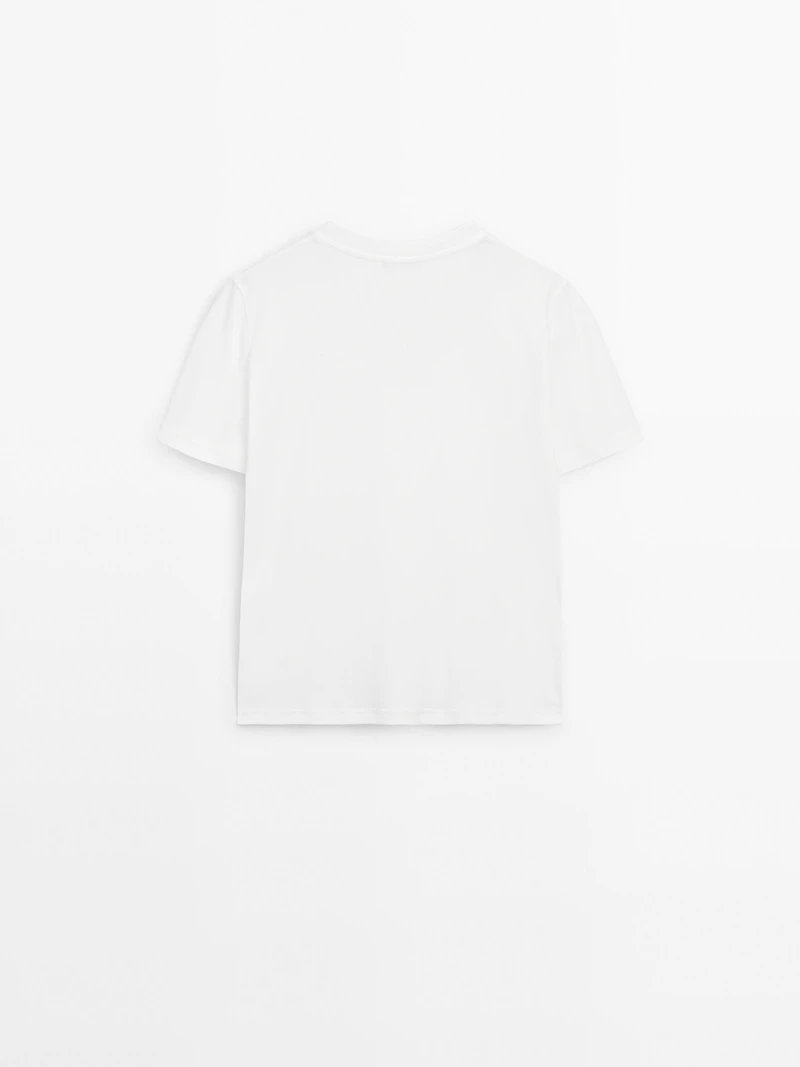 100% cotton interlock V-neck T-shirt