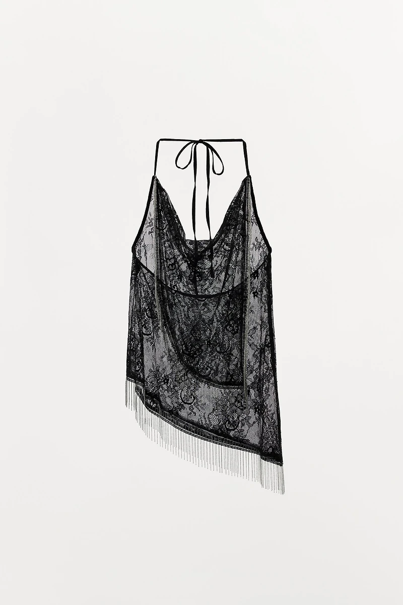 BEADED HALTER TOP