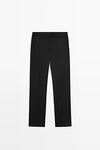 100% cold wool straight-leg pants