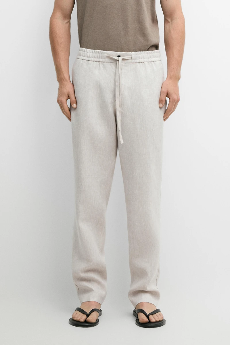 Linen jogger fit trousers