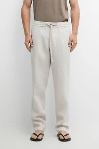 Linen jogger fit trousers