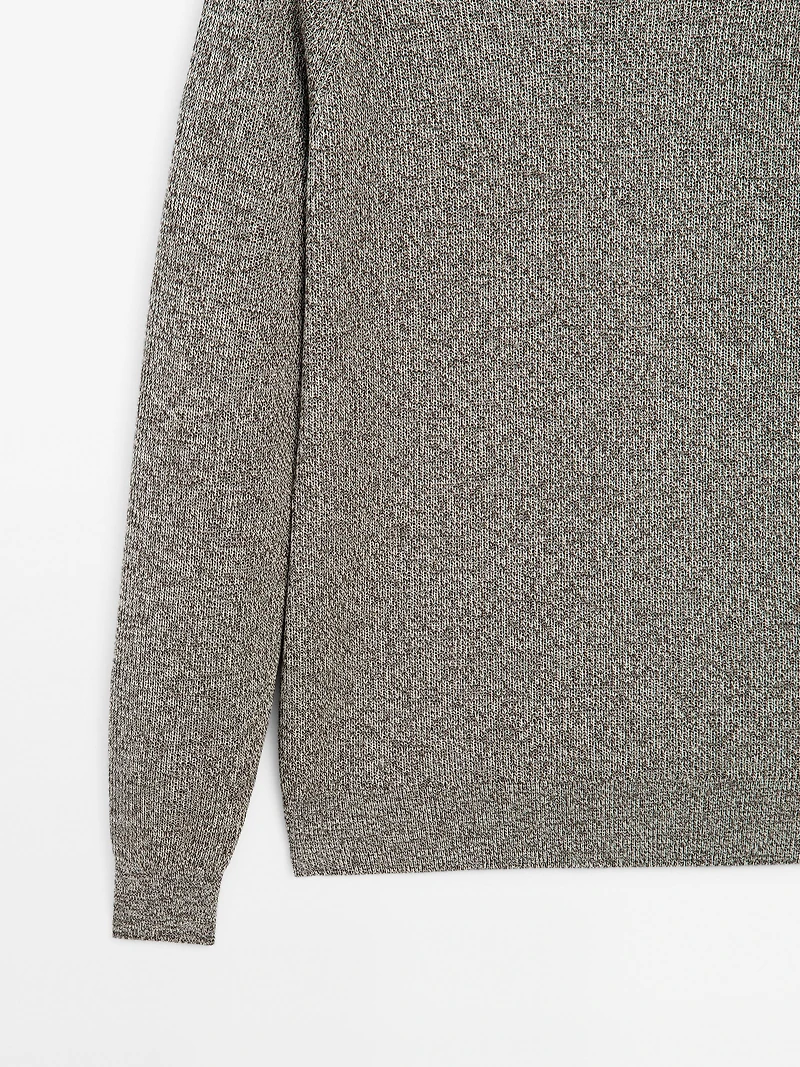 Crew neck mouliné knit sweater