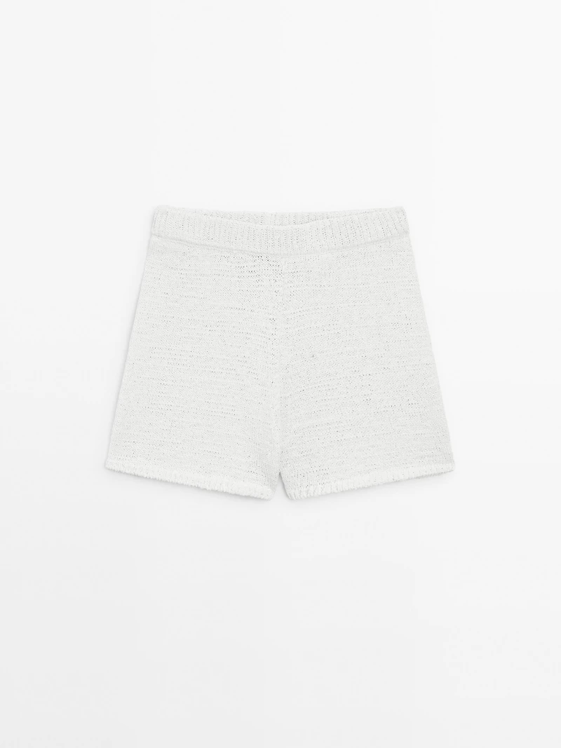 Cotton blend knit shorts