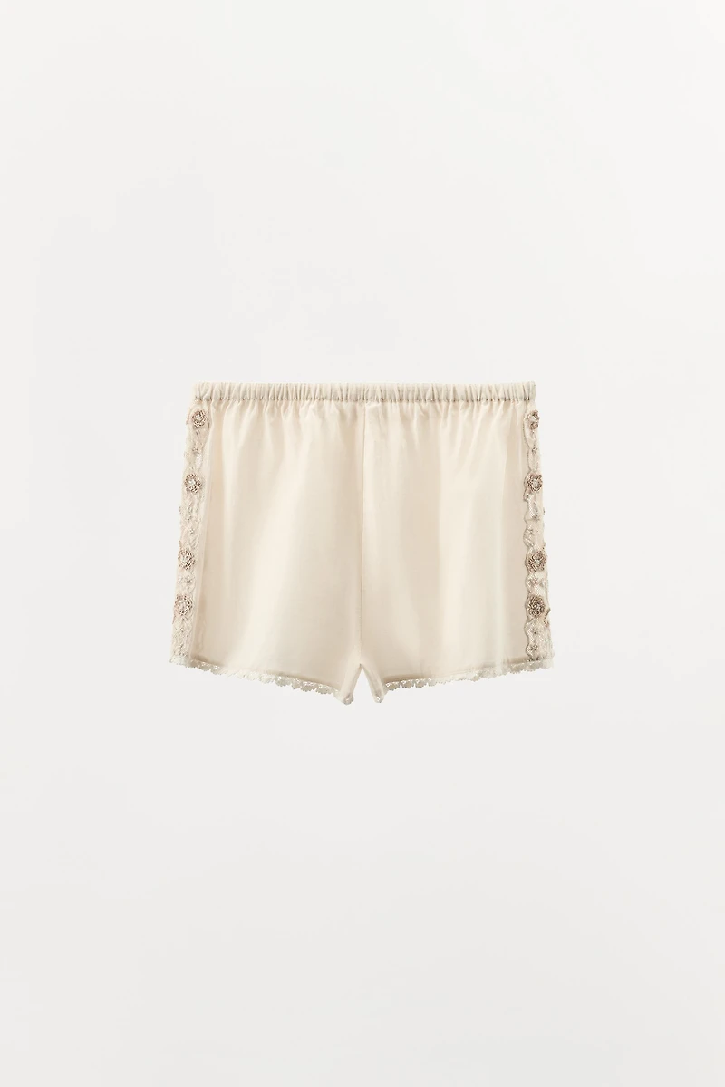 LIMITED EDITION BEADED EMBROIDERED SHORTS