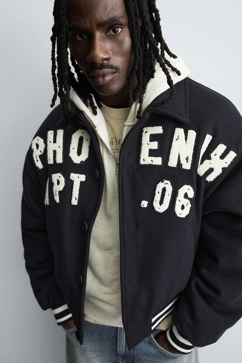 PATCHES QUILTED BOMBER JACKET