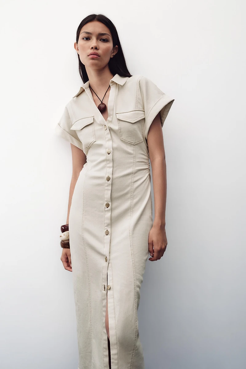 ROBE MIDI PLIS TAILLE