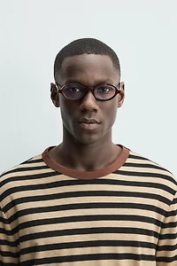 TORTOISESHELL EFFECT OVAL SUNGLASSES
