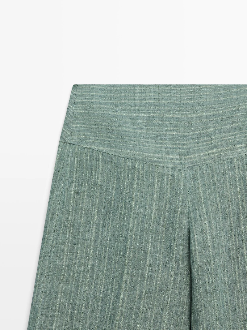 Striped flowing trousers with corset belt detail