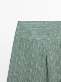 Striped flowing trousers with corset belt detail