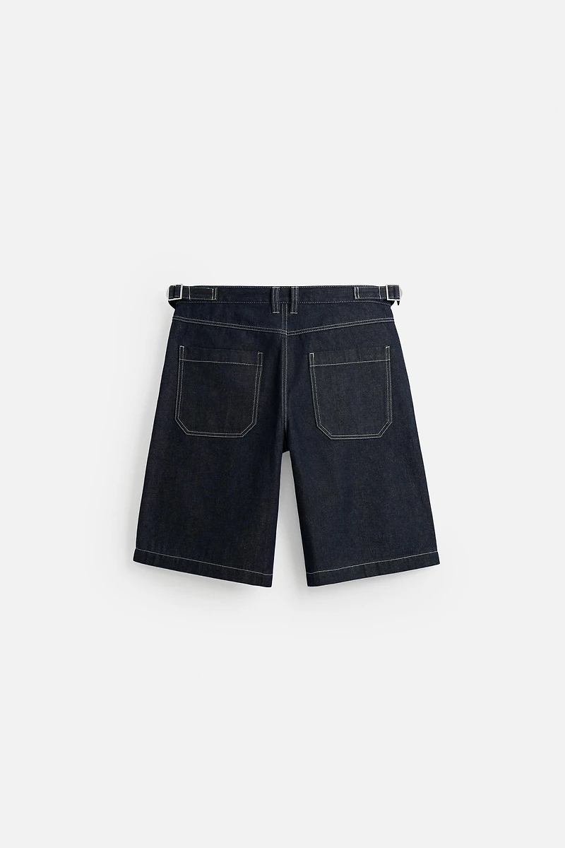 BELTED BAGGY FIT DENIM SHORTS